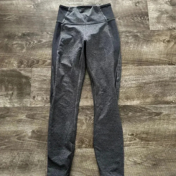 Lululemon Featherlight Tights Leggings Heathered Black Gray Run Yoga Activewear - Picture 1 of 10